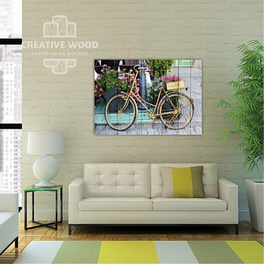 Картины в интерьере артикул Велосипеды - Велосипед с цветами, Велосипеды, Creative Wood